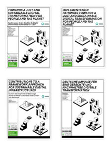 Four screenshots of A4 report covers in a two by two grid