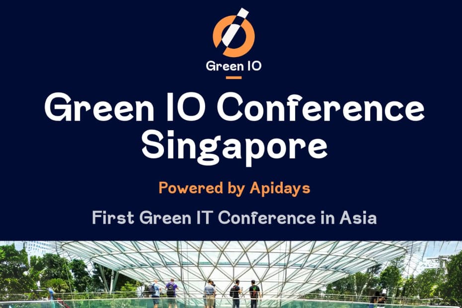 Blue background with white text reading "Green IO Conference Singapore"