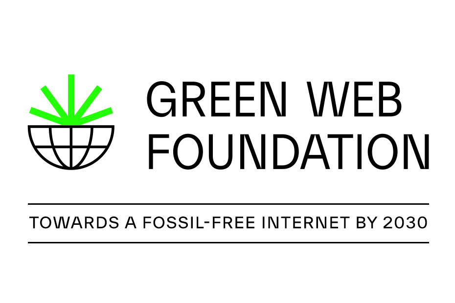 Green Web Foundation logo and text "Towards a fossil-free internet by 2030"