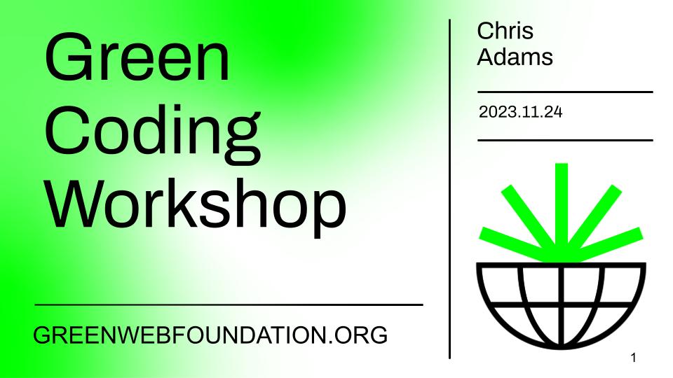 Green Coding Workshop
