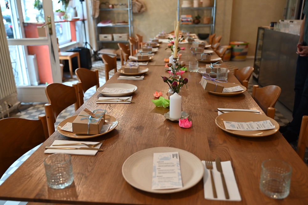 Table set up at the feminist tech dinner