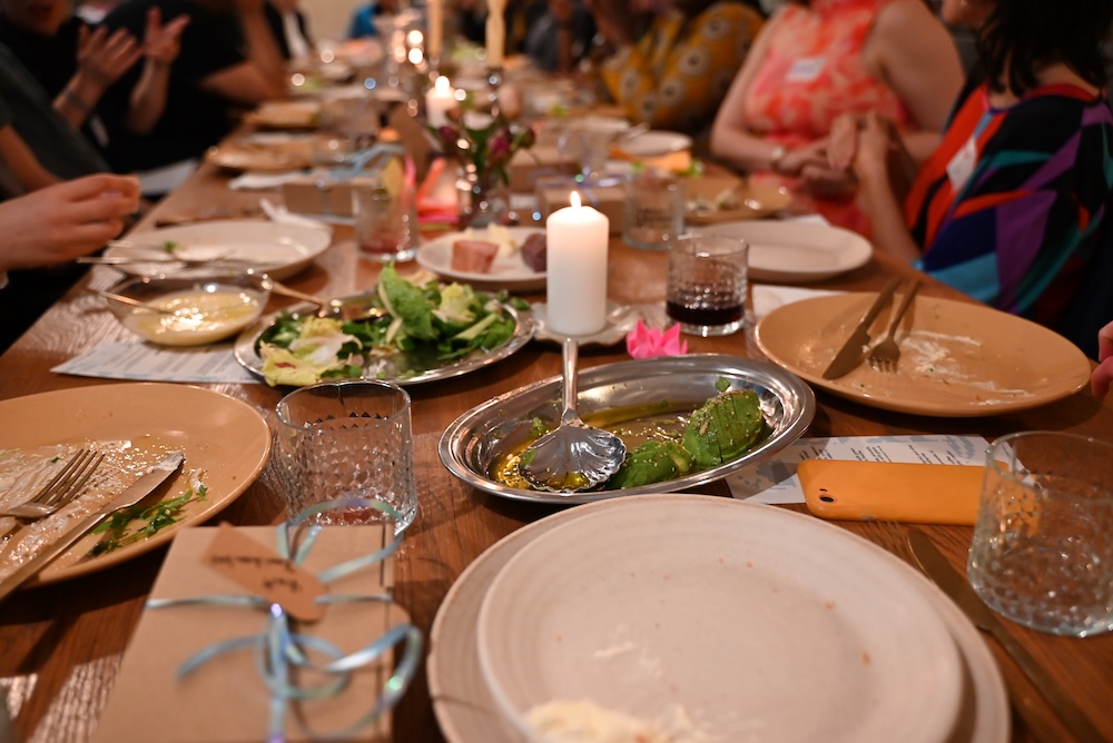 Sharing food at the feminist tech dinner