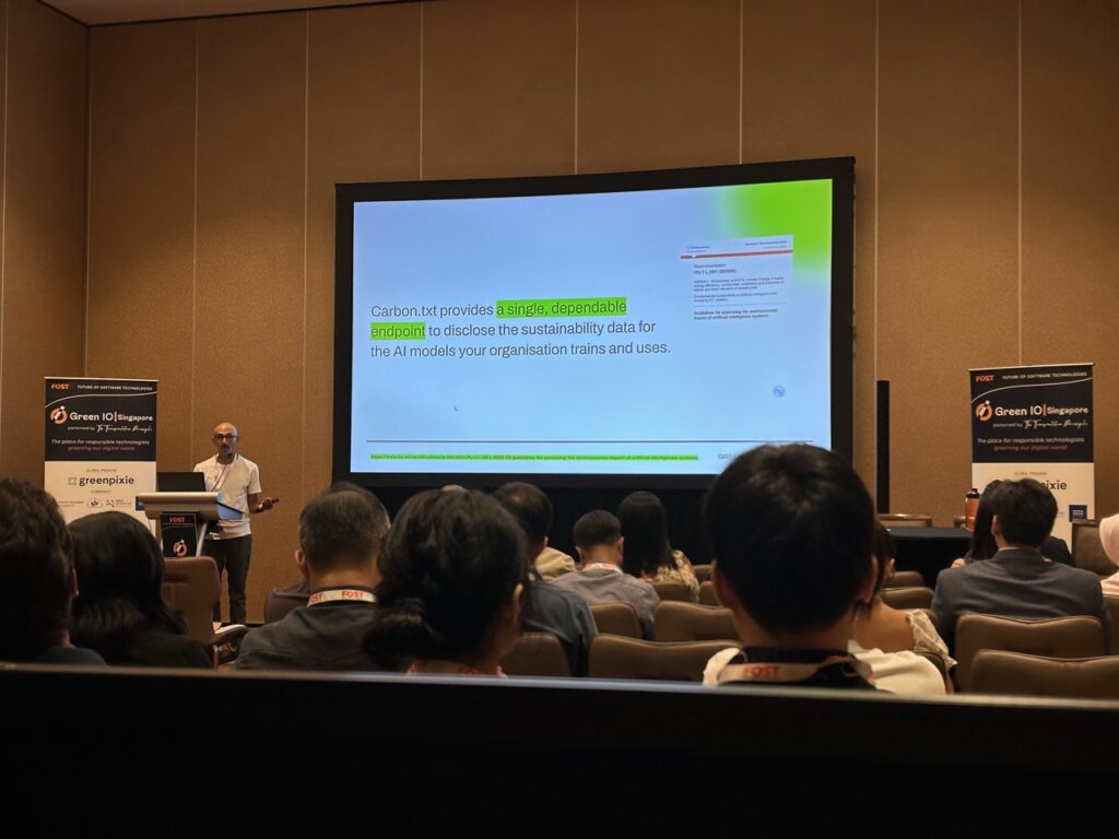 Fershad presenting at Green IO in Singapore
